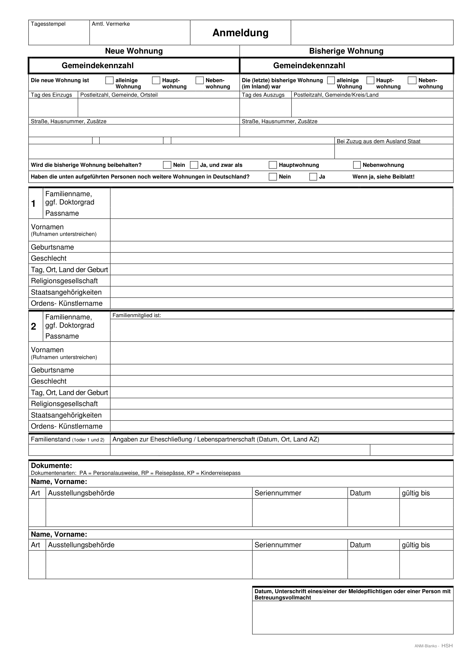 Official Berlin Anmeldung form